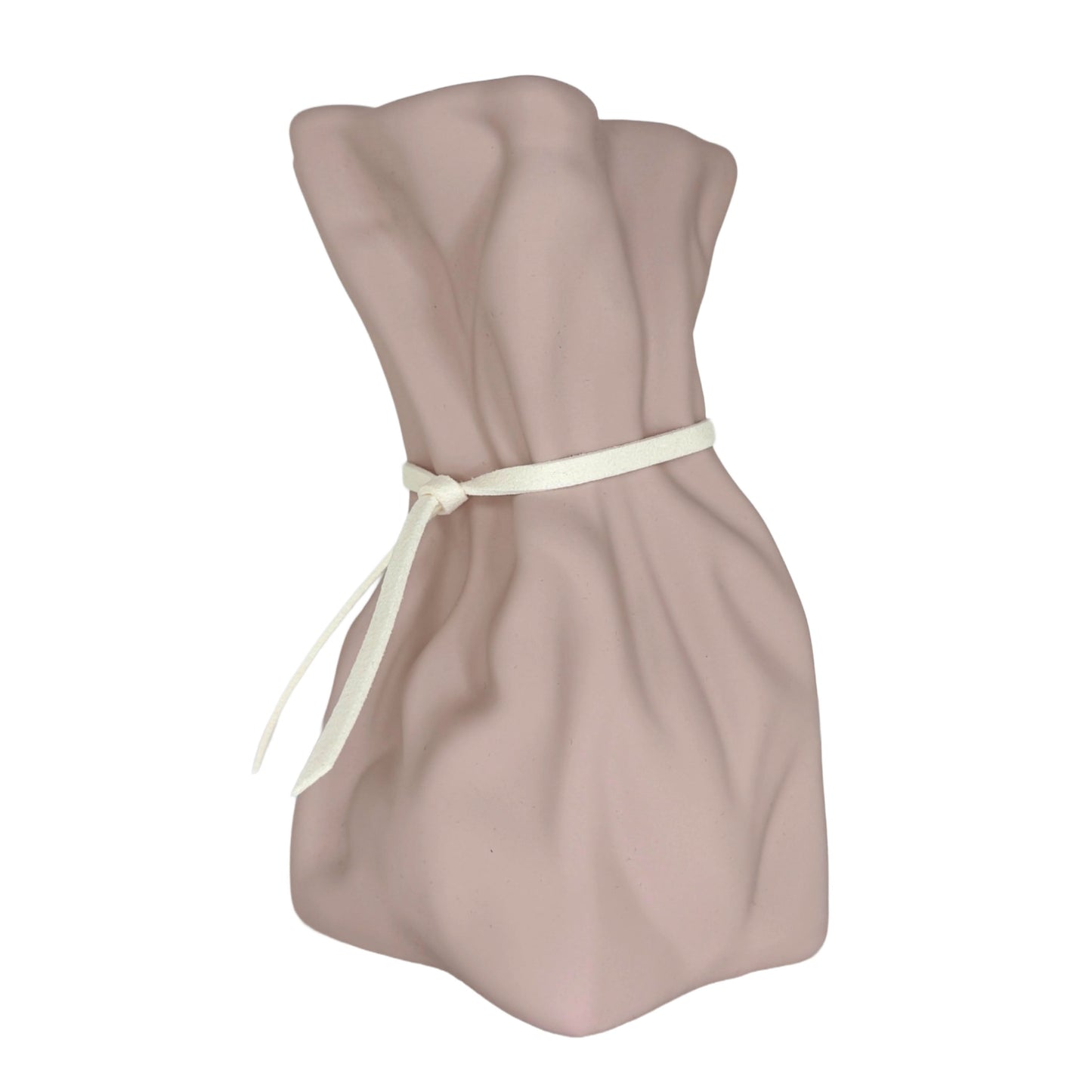Modern Minimalist Tied-Sack Ceramic Vase – Matte Pastel Decorative Accent