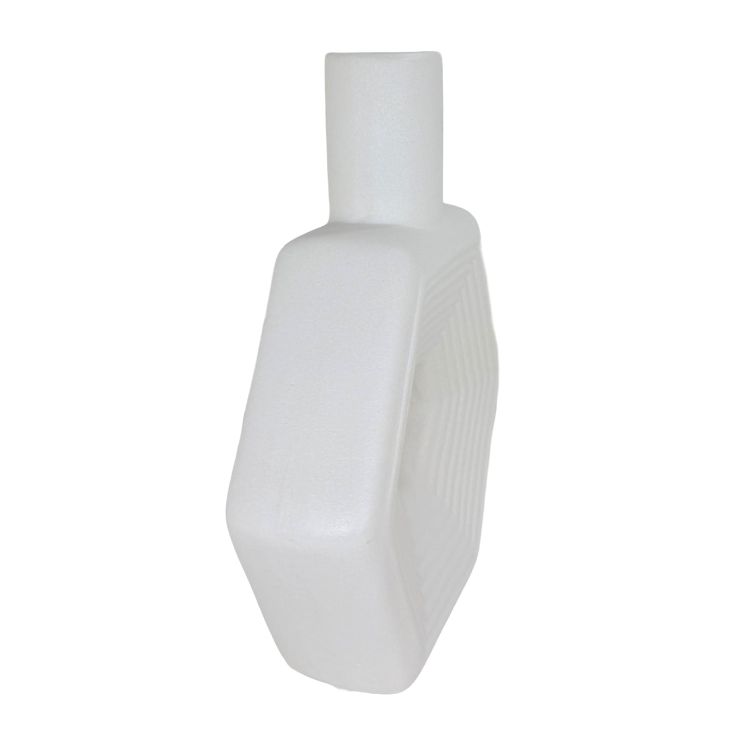 Modern Hexagonal Matte White Ceramic Vase – Geometric Tabletop Decor