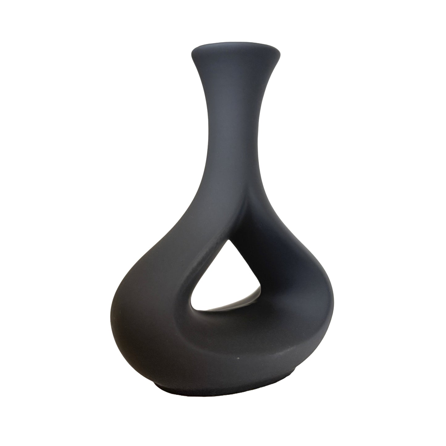 Minimalist Teardrop Ceramic Vase – Contemporary Matte Navy Decor