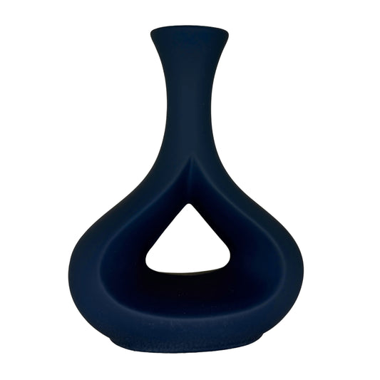 Minimalist Teardrop Ceramic Vase – Contemporary Matte Navy Decor