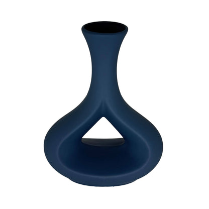 Minimalist Teardrop Ceramic Vase – Contemporary Matte Navy Decor