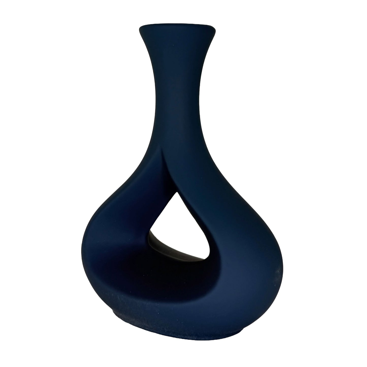 Minimalist Teardrop Ceramic Vase – Contemporary Matte Navy Decor