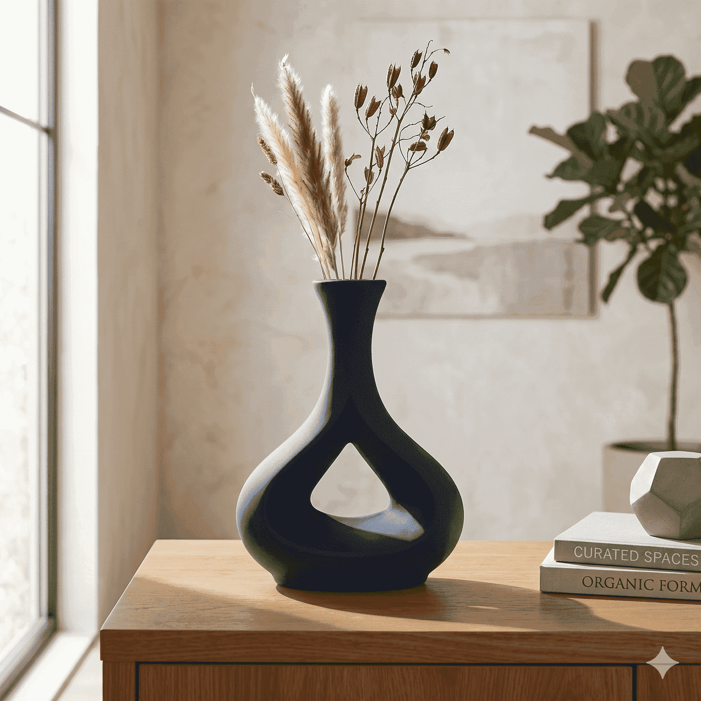 Minimalist Teardrop Ceramic Vase – Contemporary Matte Navy Decor
