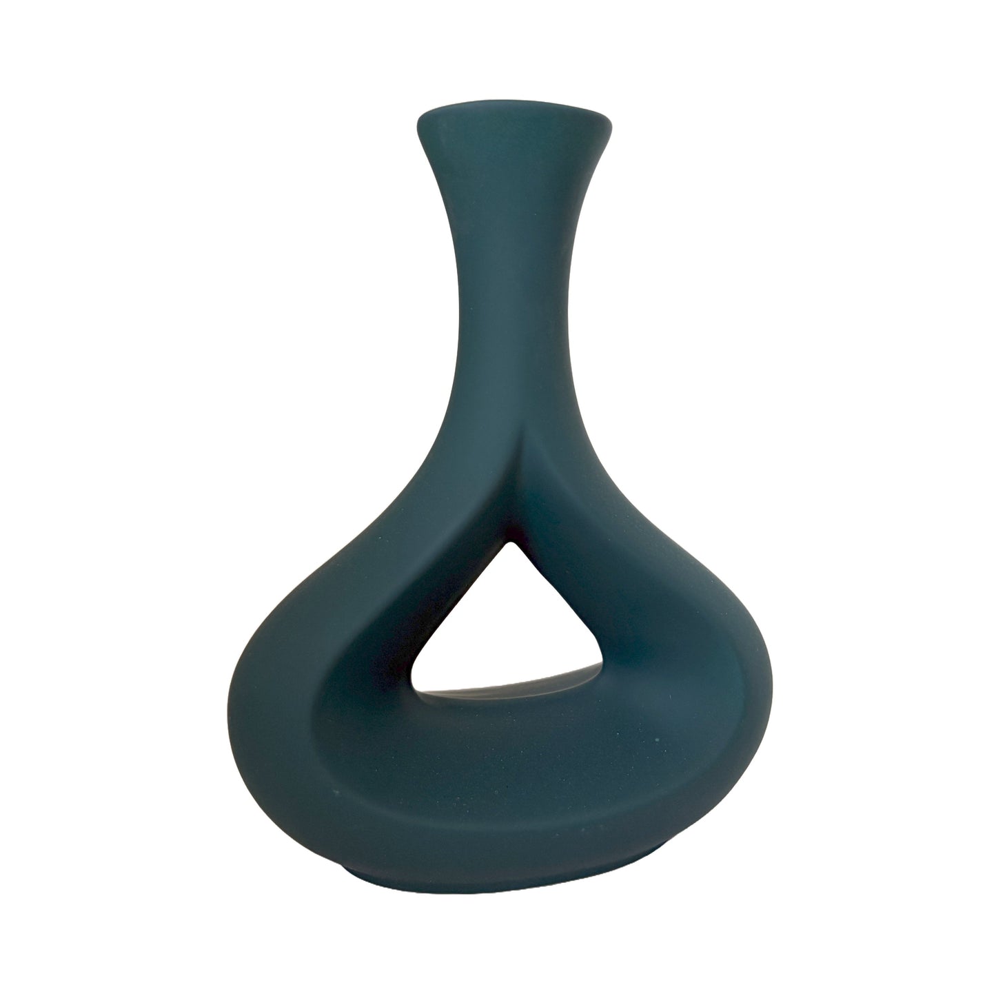 Minimalist Teardrop Ceramic Vase – Contemporary Matte Navy Decor