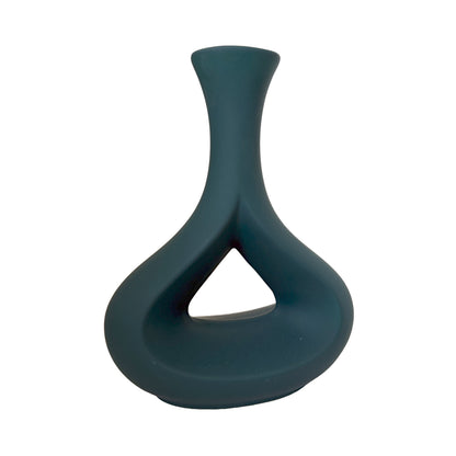Minimalist Teardrop Ceramic Vase – Contemporary Matte Navy Decor