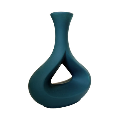 Minimalist Teardrop Ceramic Vase – Contemporary Matte Navy Decor