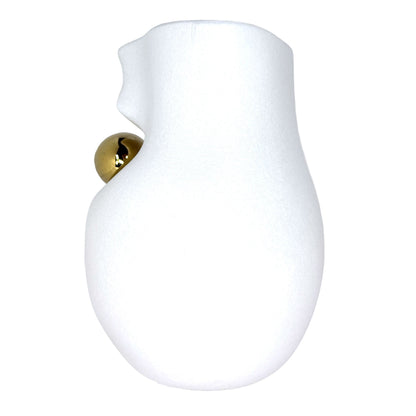Modern Abstract Minimalist White Ceramic Vase with Gold Accent