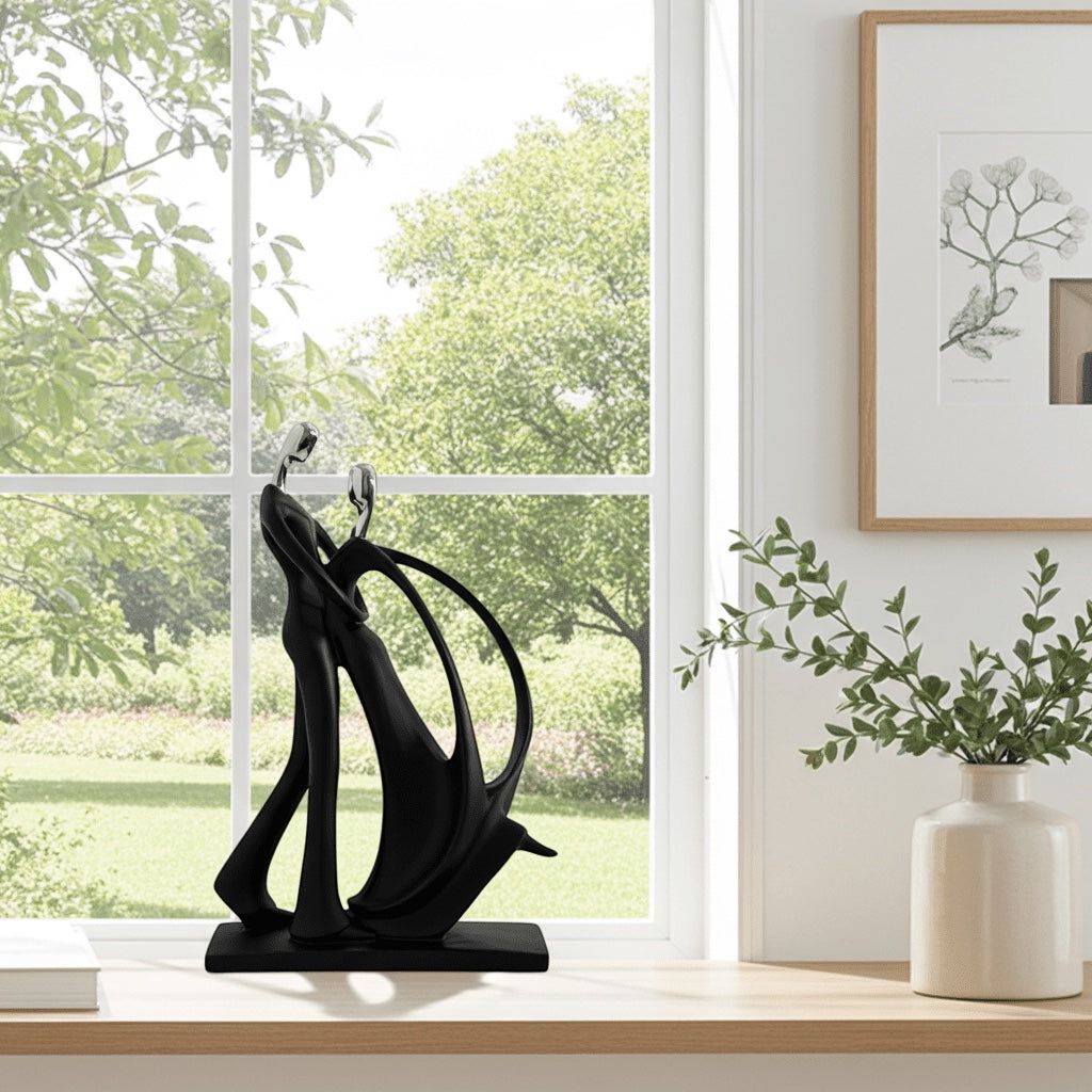 Modern Black Abstract Sculpture – Luxury Table Decor Accent