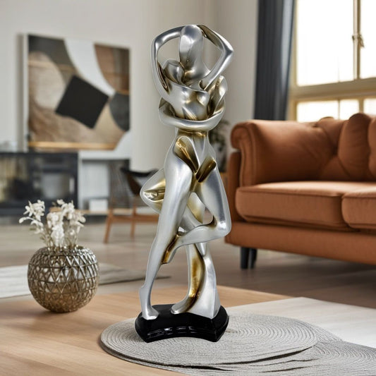 Abstract Embracing Couple Metallic Statue