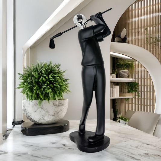 Modern Abstract Fragmented Golf Player 11-Inch Tabletop Figurine – Contemporary Resin Sports Statue for Home and Office Décor