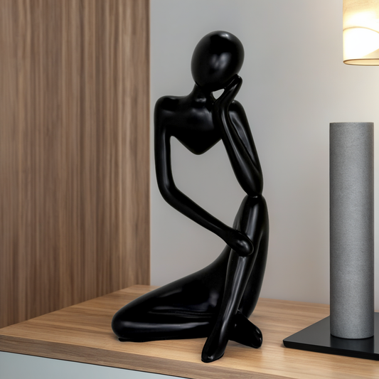 Modern Abstract Thinker Tabletop Sculpture – Contemporary Minimalist Seated Figurine for Home, Office, and Living Room Décor